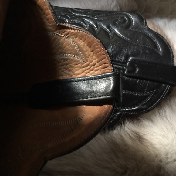 Black Genuine Leather Cowgirl Boots - Picture 4 of 4